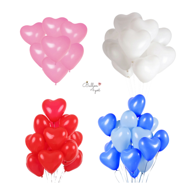 Herz Helium Ballons Rosa Rot Weiß Blau