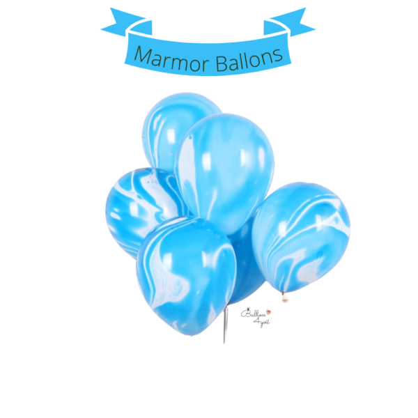 Marmor Helium Ballons Blau