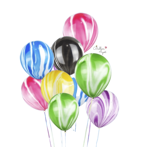 Marmor Luftballons bunt Helium Latexballons