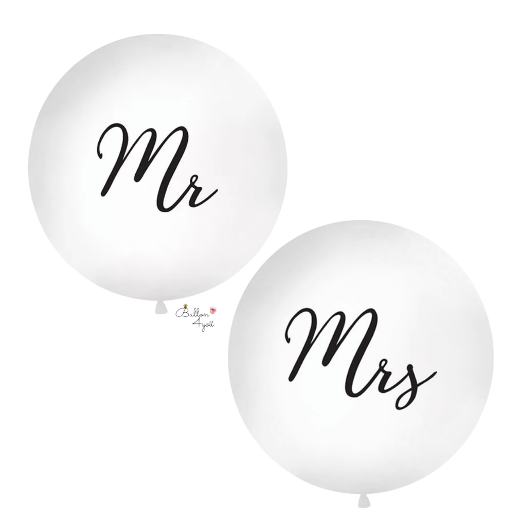 Ballon Blanc XXL Mrs pour Mariage - Olili