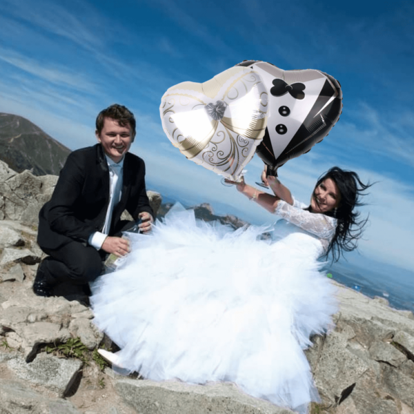 Mr und Mrs Herz Folienballons Kirchendekor