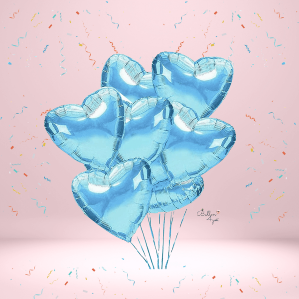 Rosa Herzballon Folie Luftballons hell Blau
