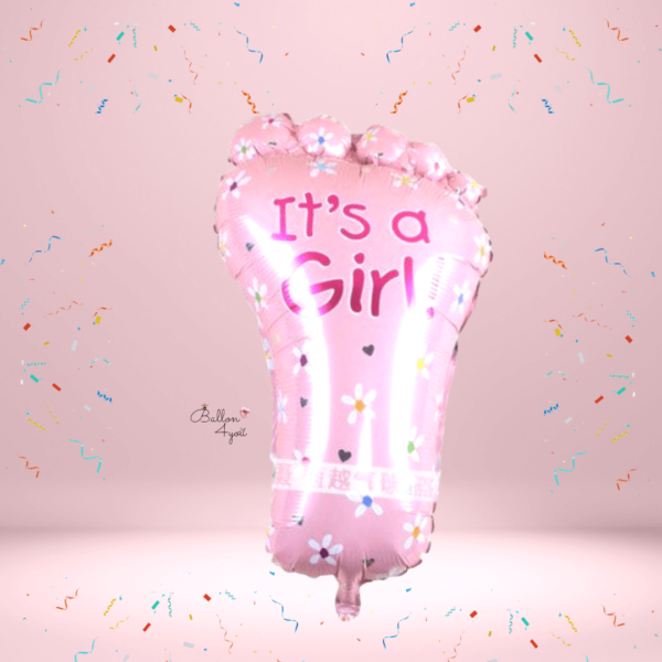 Baby Fuß Folienballon Mädchen Rosa Girl Geburt dekor