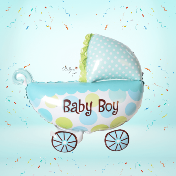 Buggy Baby Boy Folienballon blau Kinderwagen Folienballon Junge