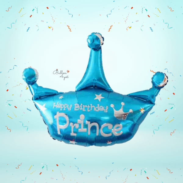 Geburtstag Krone Luftballon Folienballon Happy Birthday Prince Blau Junge Party