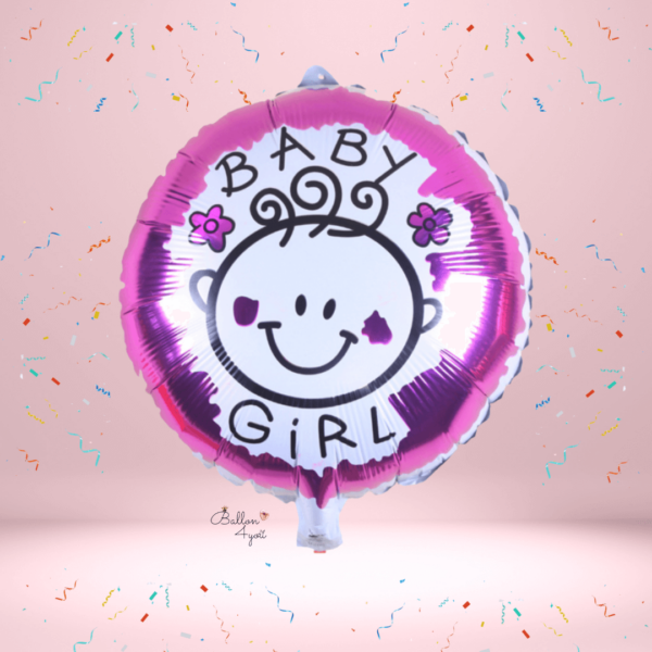 runder Baby Girl Smyle Folienballon Rosa Geburt Baby Party Luftballon