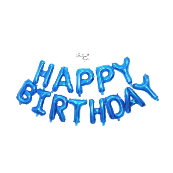 Folienballon Happy Birthday Schriftzug Blau ca. 340 x 42cm