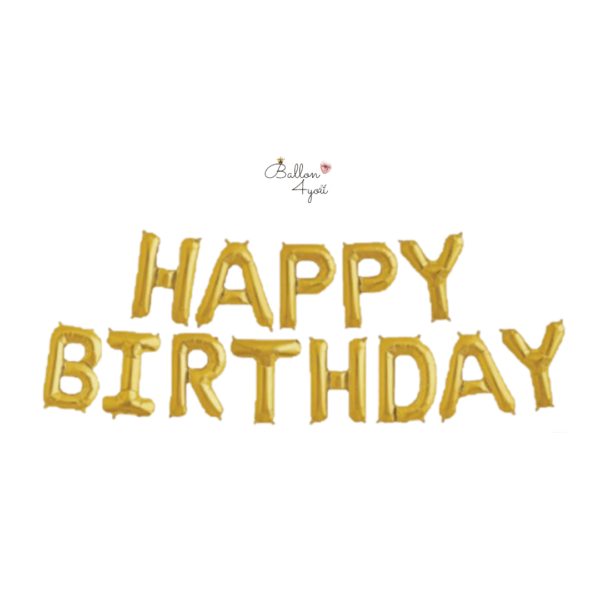Folienballon Happy Birthday Schriftzug Gold ca. 340 x 42cm