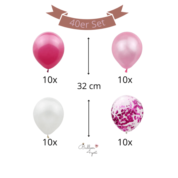 Rosa Weiße Konfetti Helium Luftballons