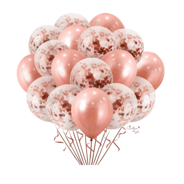 Konfetti Latexballons Rosegold Helium