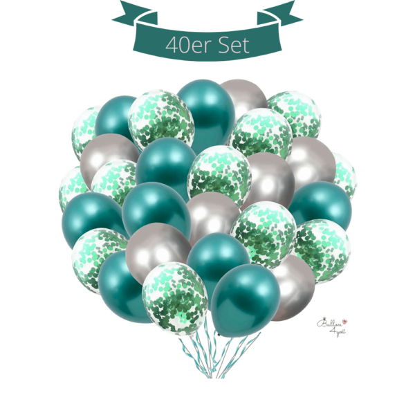 Grün Silber Metallic Ballons Konfetti Helium Luftballons