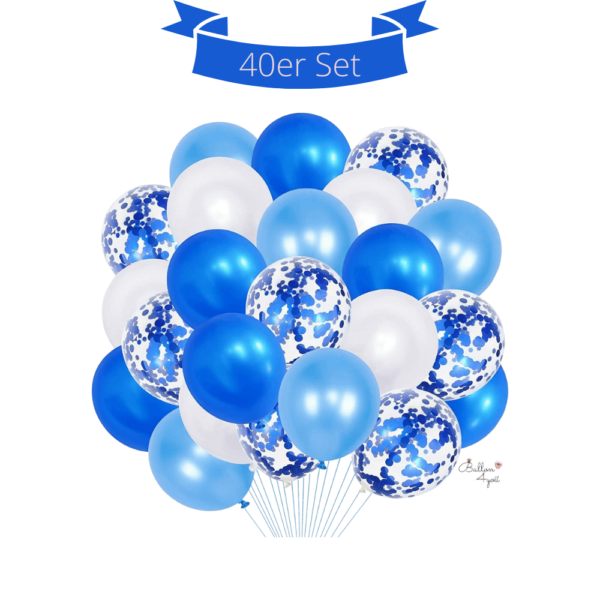 Blau Weiße Metallic Konfetti Helium Luftballons Dekoration