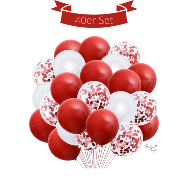 Rot Weiß Luftballons Konfetti Heliumballons