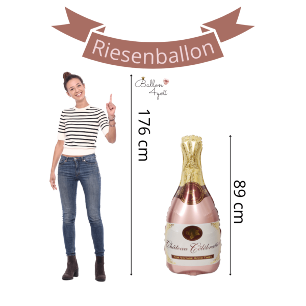 Champagner Flasche XXL Folienballon Rosegold Sekt