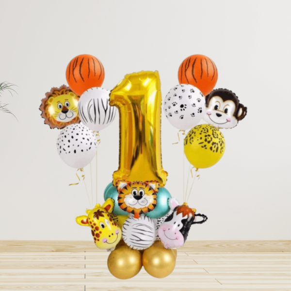 1 Geburtstag Safari goldene Luftballons Dschungel