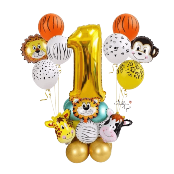 1 Geburtstag Safari Luftballons Dschungel Gold