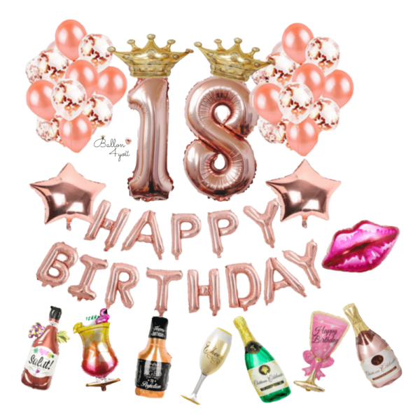 18 Geburtstag Rosegold Luftballons Party Dekoration mit XXL Folienballons