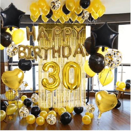 Happy Birthday Geburtstag Luftballon Gold mit Zahlen Buchstaben